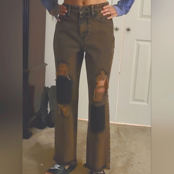 PTCL Women's Size 5 Black/Brown Distressed Jeans. Waist Size 27 NWOT - Picture 1 of 6